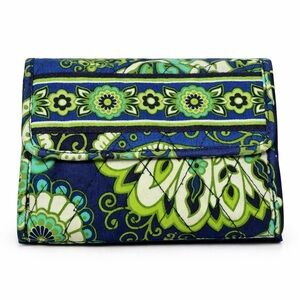 Vera Bradley Rhythm & Blues Tri-Fold Wallet – Cobalt Blue Green Floral
